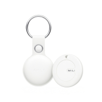 MiLi Tracker Bluetooth MiTag Duo + Étui Cuir (Blanc)