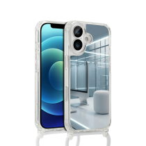 COVERME Coque Miroir iPhone 16 Plus (Cordon Blanc)